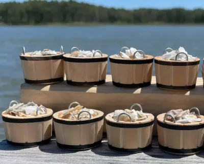 Miniature Oyster Tub, Wooden, with Oysters, view 6
