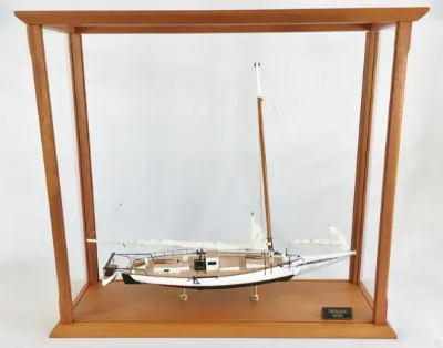 Skipjack, Sails Down, with Display Case by Blackway Boat Models