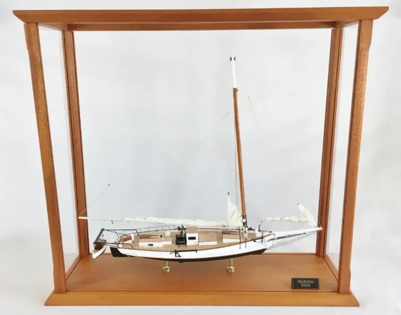 Skipjack, Sails Down, with Display Case by Blackway Boat Models